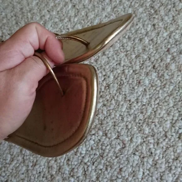 Prada gold metallic thong-strap flat sandals size 9 - Picture 9 of 12